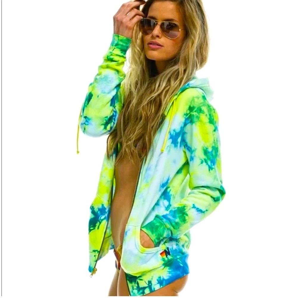 Aviator Nation Relaxed Hand Dyed Tie Dye Zip Up Hoodie XL (Limited Edition)